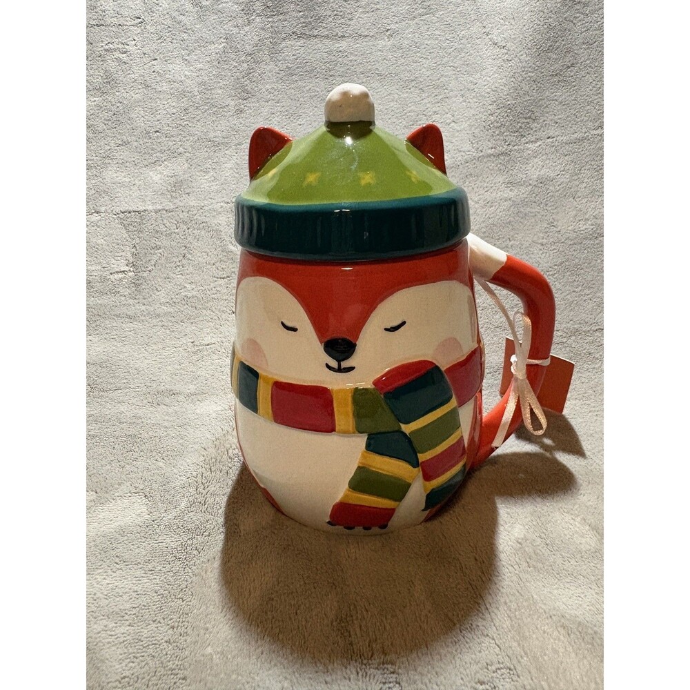 Lang by Design COFFEE MUG with lid Fox in a Hat New Large